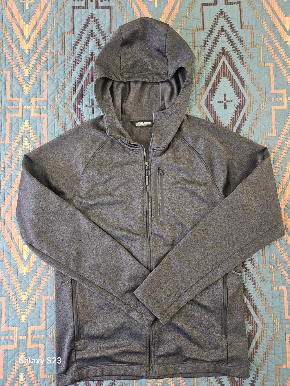 The North Face Men's Heather Charcoal Hooded Zip Jacket